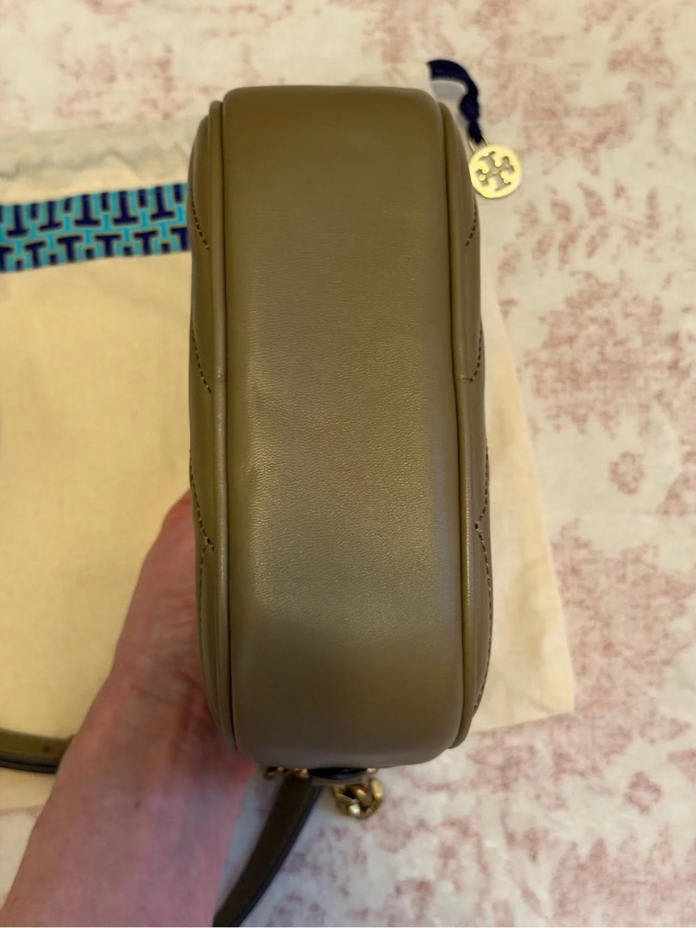 Tory Burch Kira Chevron Small Camera Bag in the color “Sandpiper”